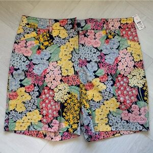 Talbots Navy Floral Shorts with Multicolor Blooms